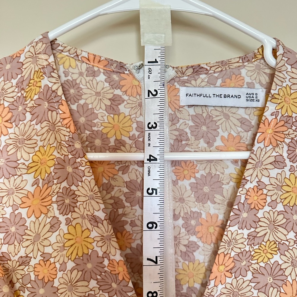 Floral V-Neck Long Sleeve Mini Dress in Blush - Picture 4 of 6